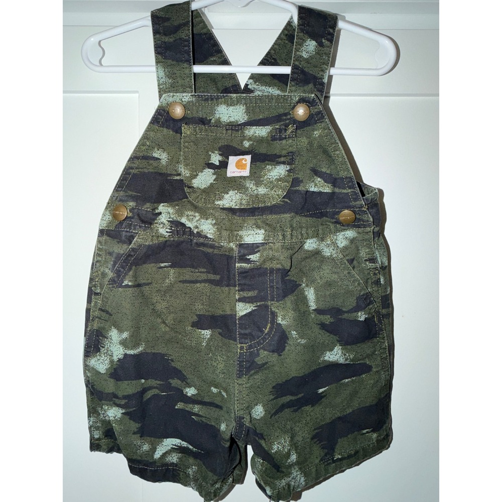 Carhartt Baby Boy Camo Canvas Bib Overalls Shortalls Green 18M SD8852-B
